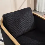 Corduroy Swivel Barrel Chair, Comfortable Accent Sofa Chair for Living Room, 360 Degree Swivel Barrel Club Chair, Leisure Arm Chair for Nursery, Hotel, Bedroom, Office, Lounge (Black)