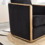 Corduroy Swivel Barrel Chair, Comfortable Accent Sofa Chair for Living Room, 360 Degree Swivel Barrel Club Chair, Leisure Arm Chair for Nursery, Hotel, Bedroom, Office, Lounge (Black)
