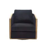 Corduroy Swivel Barrel Chair, Comfortable Accent Sofa Chair for Living Room, 360 Degree Swivel Barrel Club Chair, Leisure Arm Chair for Nursery, Hotel, Bedroom, Office, Lounge (Black)