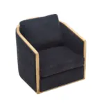 Corduroy Swivel Barrel Chair, Comfortable Accent Sofa Chair for Living Room, 360 Degree Swivel Barrel Club Chair, Leisure Arm Chair for Nursery, Hotel, Bedroom, Office, Lounge (Black)