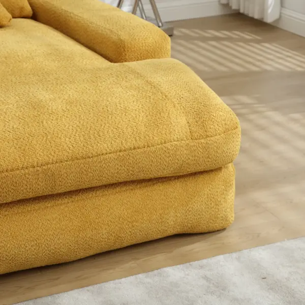 Chenille 2-seater lazy sofa With 5 back pillows,Comfy Sofa- Deep Seat Couch for Living Room,Club (Mustard yellow)