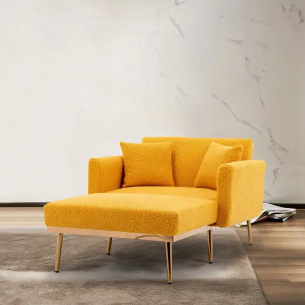 fashionable and classic style chaise lounge chair / accent chair for Living Room, bedroom (Mustard Teddy)