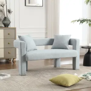 Modern Chenille Loveseat Sofa , Comfy Upholstered 2-Seater Sofa, Small Loveseat Accent Couch for Living Bedroom Leisure Areas (Mint Green)