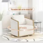 Corduroy Swivel Barrel Chair, Comfortable Accent Sofa Chair for Living Room, 360 Degree Swivel Barrel Club Chair, Leisure Arm Chair for Nursery, Hotel, Bedroom, Office, Lounge (Beige)