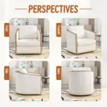 Corduroy Swivel Barrel Chair, Comfortable Accent Sofa Chair for Living Room, 360 Degree Swivel Barrel Club Chair, Leisure Arm Chair for Nursery, Hotel, Bedroom, Office, Lounge (Beige)