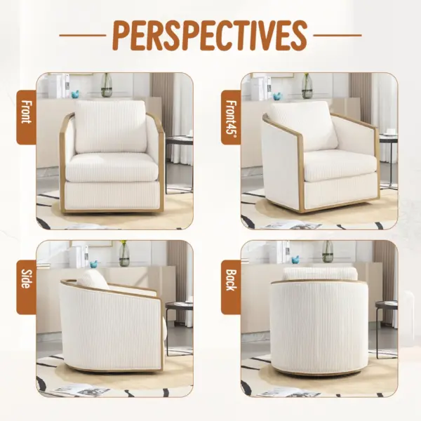 Corduroy Swivel Barrel Chair, Comfortable Accent Sofa Chair for Living Room, 360 Degree Swivel Barrel Club Chair, Leisure Arm Chair for Nursery, Hotel, Bedroom, Office, Lounge (Beige)