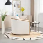 Corduroy Swivel Barrel Chair, Comfortable Accent Sofa Chair for Living Room, 360 Degree Swivel Barrel Club Chair, Leisure Arm Chair for Nursery, Hotel, Bedroom, Office, Lounge (Beige)