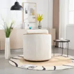 Corduroy Swivel Barrel Chair, Comfortable Accent Sofa Chair for Living Room, 360 Degree Swivel Barrel Club Chair, Leisure Arm Chair for Nursery, Hotel, Bedroom, Office, Lounge (Beige)