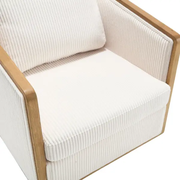Corduroy Swivel Barrel Chair, Comfortable Accent Sofa Chair for Living Room, 360 Degree Swivel Barrel Club Chair, Leisure Arm Chair for Nursery, Hotel, Bedroom, Office, Lounge (Beige)