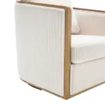 Corduroy Swivel Barrel Chair, Comfortable Accent Sofa Chair for Living Room, 360 Degree Swivel Barrel Club Chair, Leisure Arm Chair for Nursery, Hotel, Bedroom, Office, Lounge (Beige)