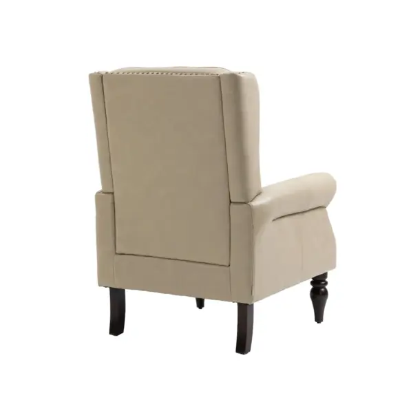 Wood Frame Armchair, Modern Accent Chair Lounge Chair with Sturdy Wood Legs for Living Room Bedroom (Camel PU)