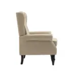 Wood Frame Armchair, Modern Accent Chair Lounge Chair with Sturdy Wood Legs for Living Room Bedroom (Camel PU)