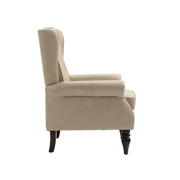 Wood Frame Armchair, Modern Accent Chair Lounge Chair with Sturdy Wood Legs for Living Room Bedroom (Camel PU)