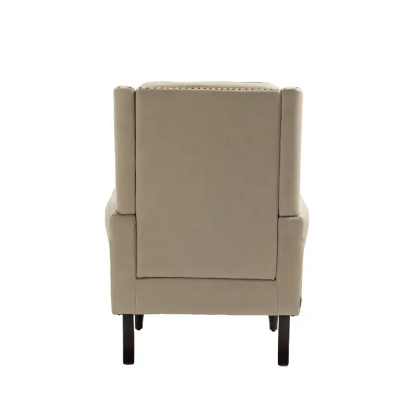 Wood Frame Armchair, Modern Accent Chair Lounge Chair with Sturdy Wood Legs for Living Room Bedroom (Camel PU)