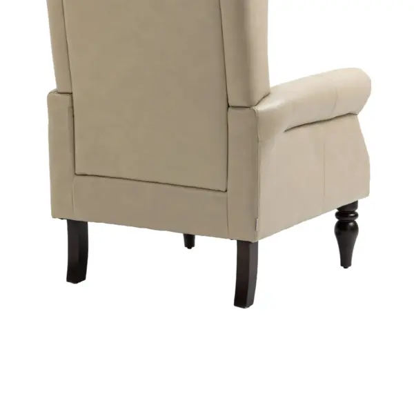 Wood Frame Armchair, Modern Accent Chair Lounge Chair with Sturdy Wood Legs for Living Room Bedroom (Camel PU)