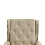 Wood Frame Armchair, Modern Accent Chair Lounge Chair with Sturdy Wood Legs for Living Room Bedroom (Camel PU)