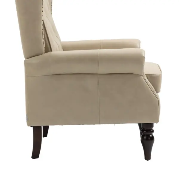 Wood Frame Armchair, Modern Accent Chair Lounge Chair with Sturdy Wood Legs for Living Room Bedroom (Camel PU)