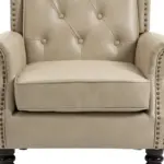 Wood Frame Armchair, Modern Accent Chair Lounge Chair with Sturdy Wood Legs for Living Room Bedroom (Camel PU)