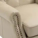 Wood Frame Armchair, Modern Accent Chair Lounge Chair with Sturdy Wood Legs for Living Room Bedroom (Camel PU)