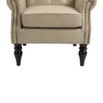 Wood Frame Armchair, Modern Accent Chair Lounge Chair with Sturdy Wood Legs for Living Room Bedroom (Camel PU)