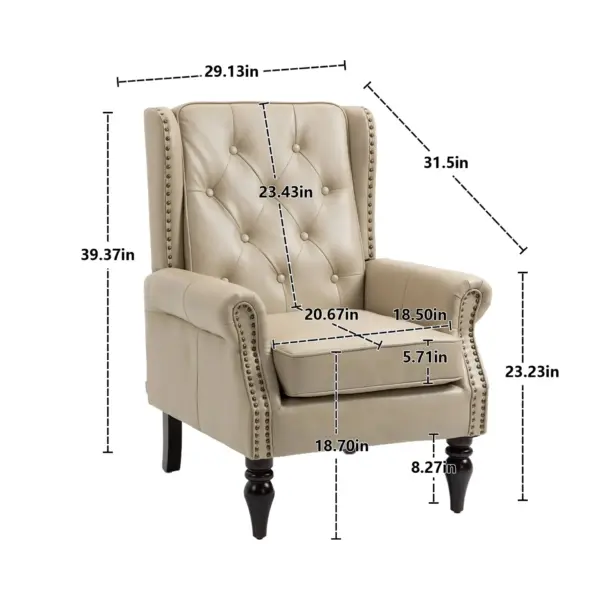 Wood Frame Armchair, Modern Accent Chair Lounge Chair with Sturdy Wood Legs for Living Room Bedroom (Camel PU)