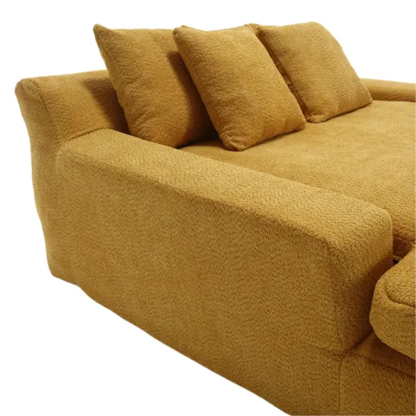 Chenille 2-seater lazy sofa With 5 back pillows,Comfy Sofa- Deep Seat Couch for Living Room,Club (Mustard yellow)