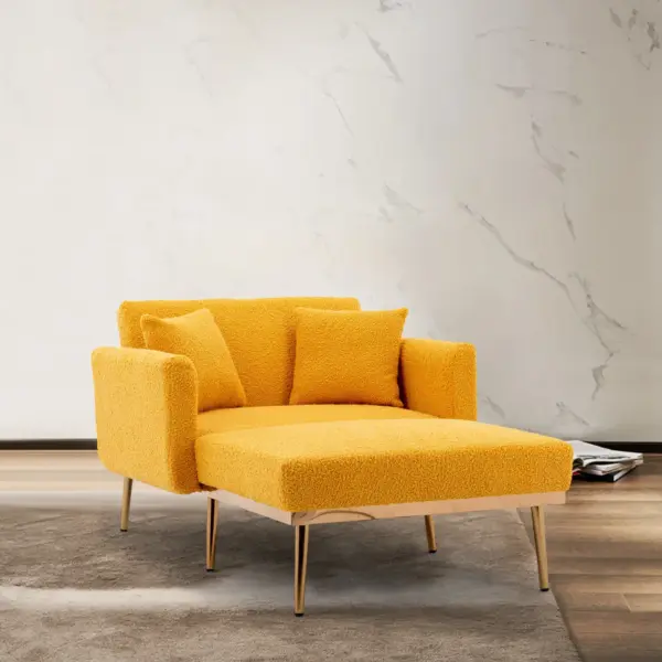 fashionable and classic style chaise lounge chair / accent chair for Living Room, bedroom (Mustard Teddy)