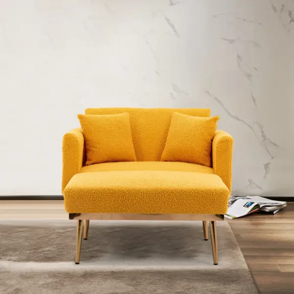 fashionable and classic style chaise lounge chair / accent chair for Living Room, bedroom (Mustard Teddy)