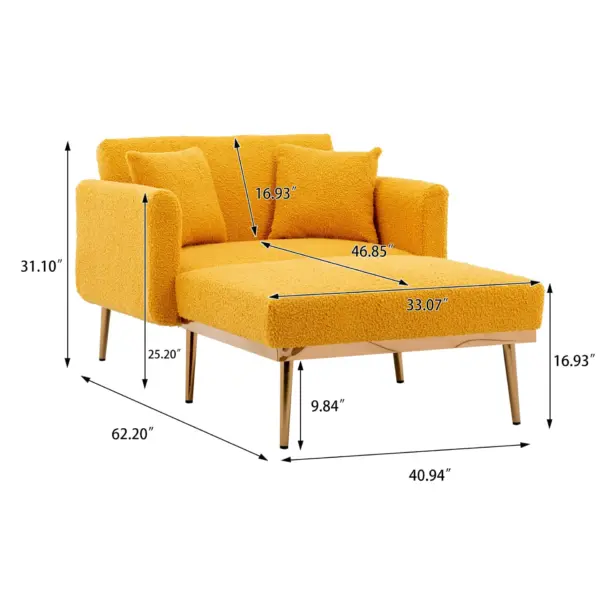 fashionable and classic style chaise lounge chair / accent chair for Living Room, bedroom (Mustard Teddy)