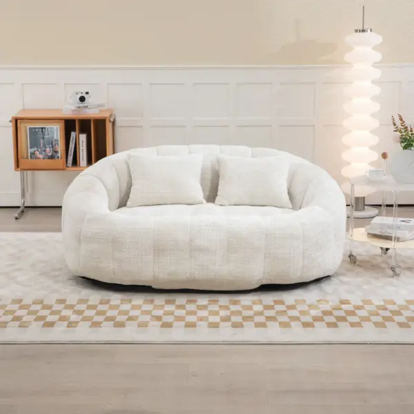 Bean Bag sofa Lazy Sofa Durable Comfort Lounger High Back Bean Bag Chair Couch for Adults and Kids, Indoor & Outdoor, Accent Floor Soft Lounge Chair (Beige chenille)