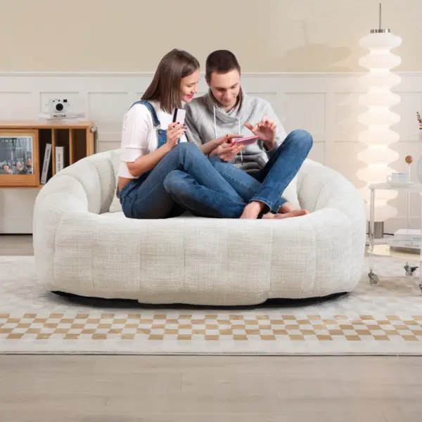 Bean Bag sofa Lazy Sofa Durable Comfort Lounger High Back Bean Bag Chair Couch for Adults and Kids, Indoor & Outdoor, Accent Floor Soft Lounge Chair (Beige chenille)