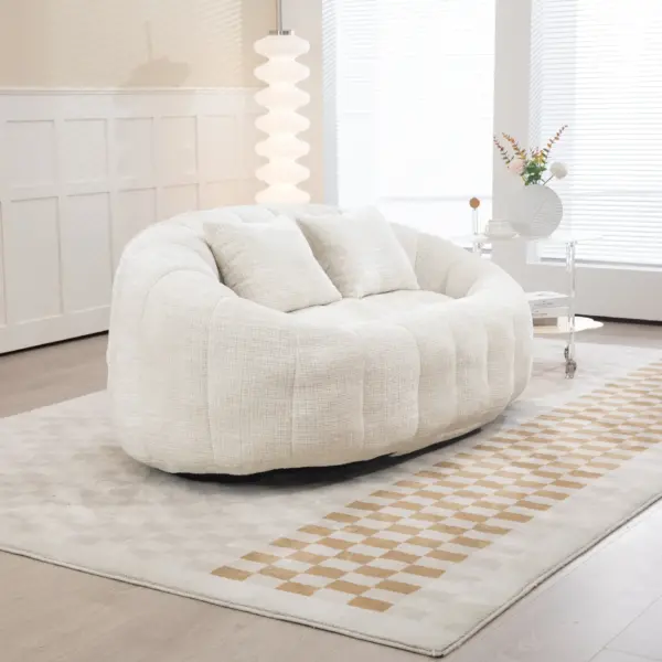 Bean Bag sofa Lazy Sofa Durable Comfort Lounger High Back Bean Bag Chair Couch for Adults and Kids, Indoor & Outdoor, Accent Floor Soft Lounge Chair (Beige chenille)