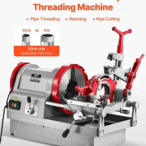 VEVOR Electric Pipe Threader Machine, 900W 2-Speed Threading Cutting Machine, 1/2 to 4 inch Pipes Threading Cutter Tool with Foot Pedal for Plumbing, Automotive Repairs, Metalworking
