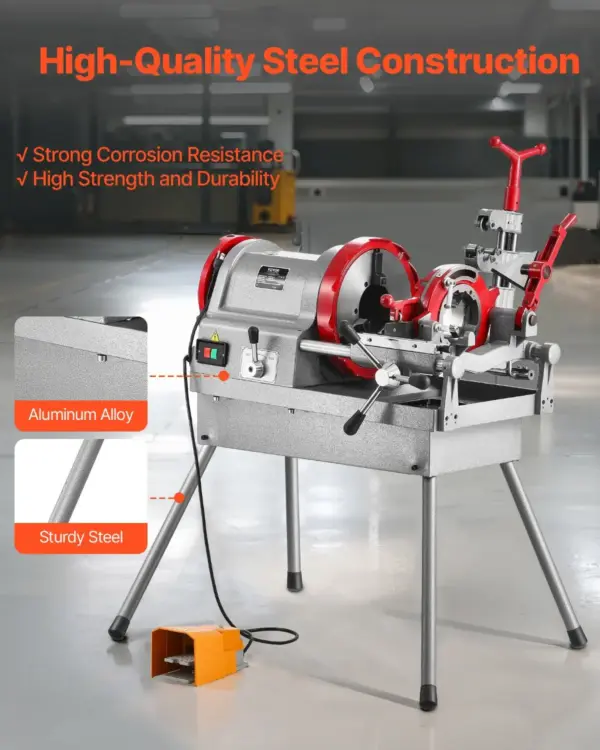 VEVOR Electric Pipe Threader Machine, 900W 2-Speed Threading Cutting Machine, 1/2 to 4 inch Pipes Threading Cutter Tool with Foot Pedal for Plumbing, Automotive Repairs, Metalworking