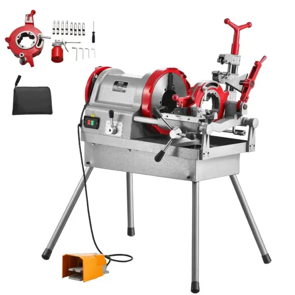 VEVOR Electric Pipe Threader Machine, 900W 2-Speed Threading Cutting Machine, 1/2 to 4 inch Pipes Threading Cutter Tool with Foot Pedal for Plumbing, Automotive Repairs, Metalworking