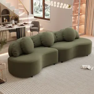 103.5' Modern Living Room Sofa Lamb Velvet Upholstered Couch Furniture for Home or Office(Old SKU:SG000860AAF),Green