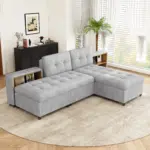 121.2' Versatile Sofa Bed Modular Sofa Free-combined Sofa with Two Storage Racks, Gray