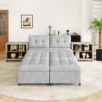 121.2' Versatile Sofa Bed Modular Sofa Free-combined Sofa with Two Storage Racks, Gray