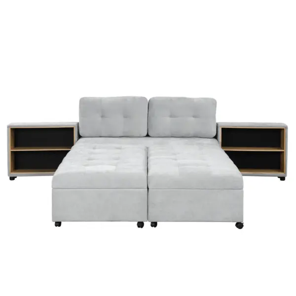 121.2' Versatile Sofa Bed Modular Sofa Free-combined Sofa with Two Storage Racks, Gray