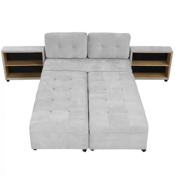 121.2' Versatile Sofa Bed Modular Sofa Free-combined Sofa with Two Storage Racks, Gray