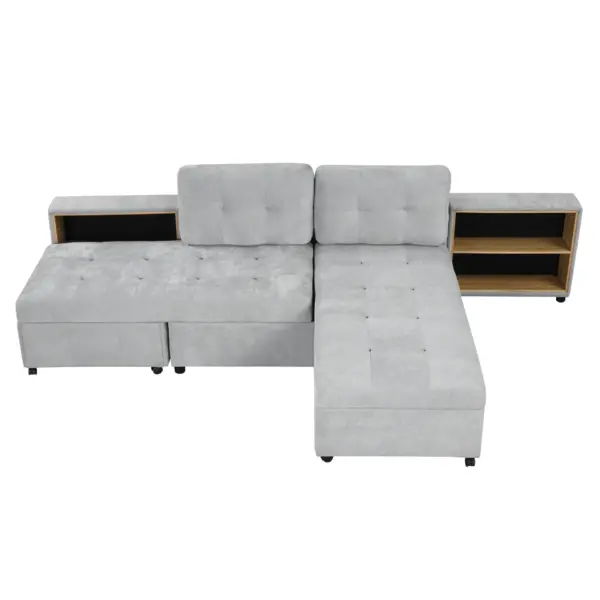 121.2' Versatile Sofa Bed Modular Sofa Free-combined Sofa with Two Storage Racks, Gray