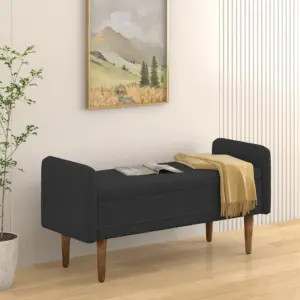 Teddy velvet storage stool, ,with storage space, suitable for apartments, living rooms and bedrooms-BLACK(45.98'*16.75'*21.75')