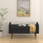 Teddy velvet storage stool, ,with storage space, suitable for apartments, living rooms and bedrooms-BLACK(45.98'*16.75'*21.75')