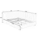 Full Size Upholstered Tufted Bed Frame, Sofa Bed Frame with Comfortable Backrest and Armrests, Full Size Bed for Bedroom, Living Room,Velvet, Grey(80.5''*59''*30.5'')
