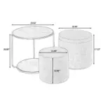 Ottoman, multi-functional combination set table Ottoman, combination of Ottoman and table, with drum stool, with storage space-Dark yellow