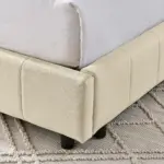 Full Size Upholstered Tufted Bed Frame, Sofa Bed Frame with Comfortable Backrest and Armrests, Full Size Bed for Bedroom, Living Room,Velvet, NEW BEIGE(80.5''*59''*30.5'')