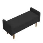 Teddy velvet storage stool, ,with storage space, suitable for apartments, living rooms and bedrooms-BLACK(45.98'*16.75'*21.75')