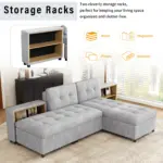 121.2' Versatile Sofa Bed Modular Sofa Free-combined Sofa with Two Storage Racks, Gray