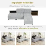 121.2' Versatile Sofa Bed Modular Sofa Free-combined Sofa with Two Storage Racks, Gray