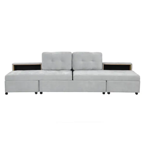 121.2' Versatile Sofa Bed Modular Sofa Free-combined Sofa with Two Storage Racks, Gray